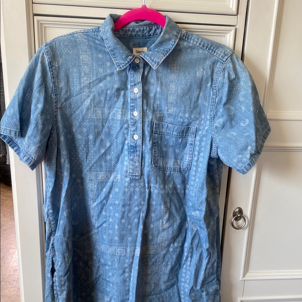 GAP Blue Denim Shirt Dress
